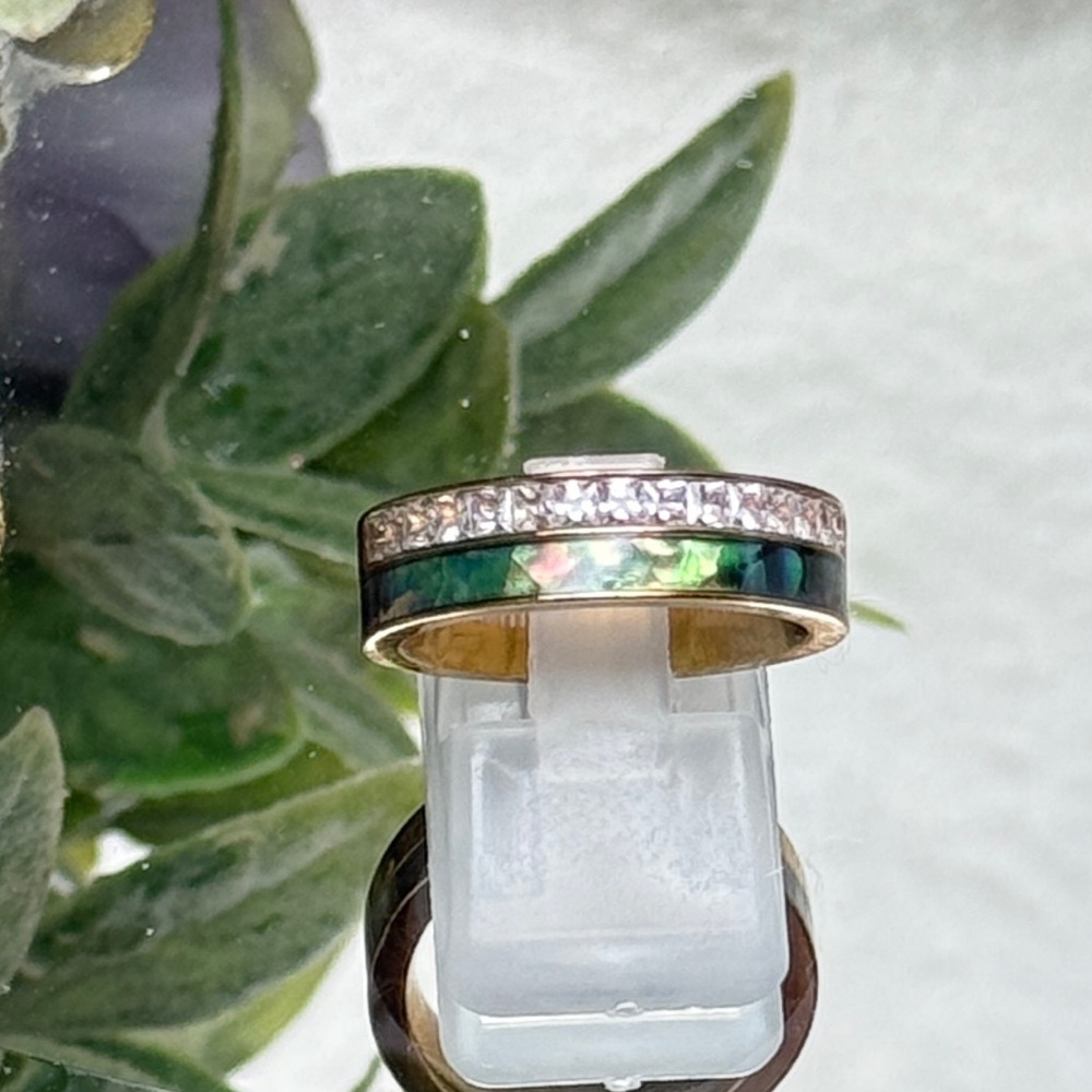 Titanium Zircon Agate Unisex Ring Size 7